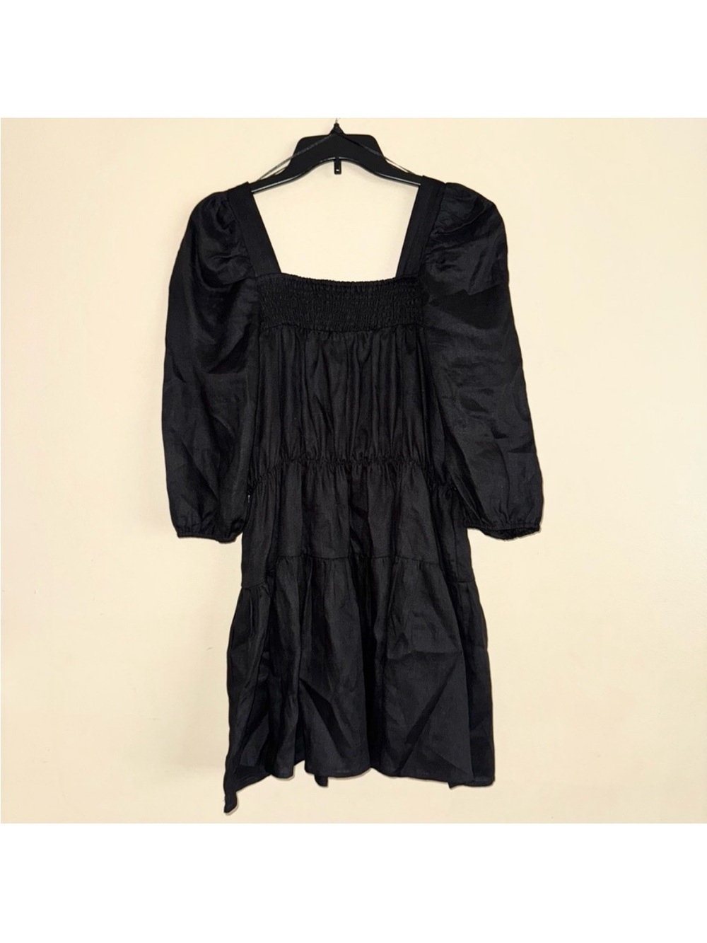 DISSH Black Afterglow Linen Babydoll Tiered Mini Dress Size 8 NWT!